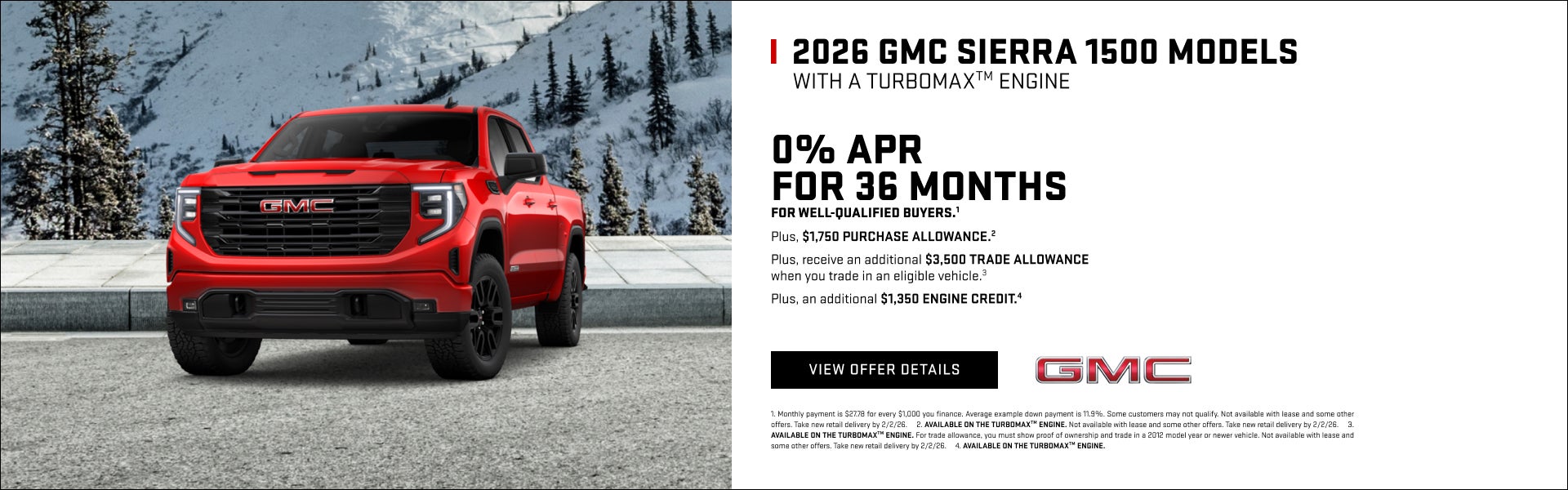 0% APR FOR 36 MONTHS for well-qualified buyers.1

Plus, $1,750 PURCHASE ALLOWANCE.2

Plus, receiv...